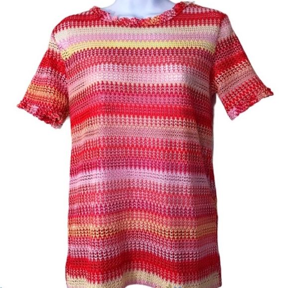 3/$15🚨WAS. $39  ZARA Colorful Loose Knit Ruffled Top Med - Picture 4 of 16